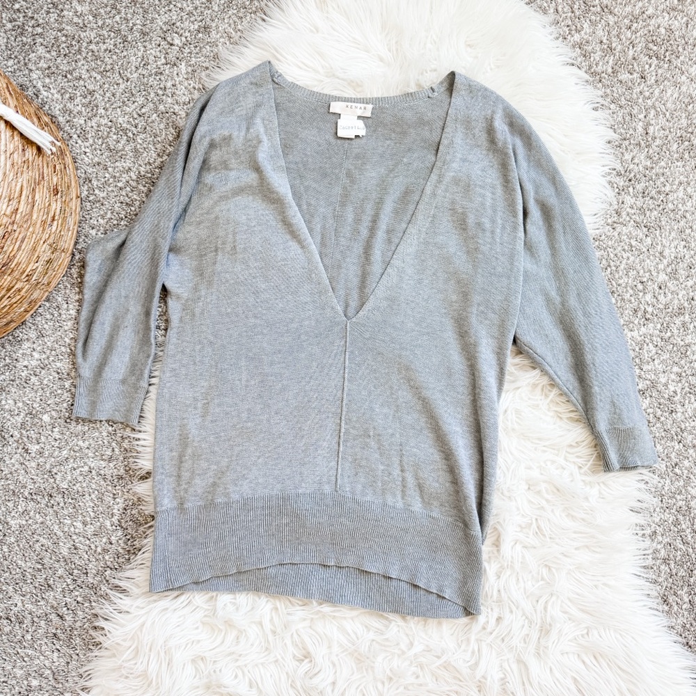 Kenar Gray Lightweight V-Neck Sweater S